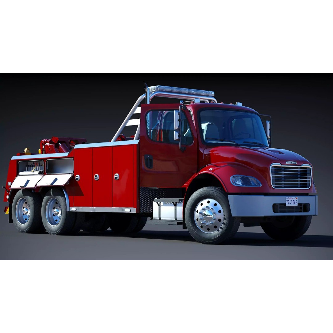 Freightliner M2 106 Wrecker Tow Truck 3D Model – Low Poly Game Asset, FBX - View 13