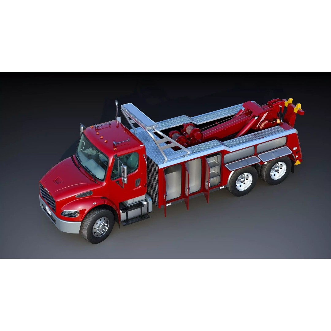 Freightliner M2 106 Wrecker Tow Truck 3D Model – Low Poly Game Asset, FBX - View 15