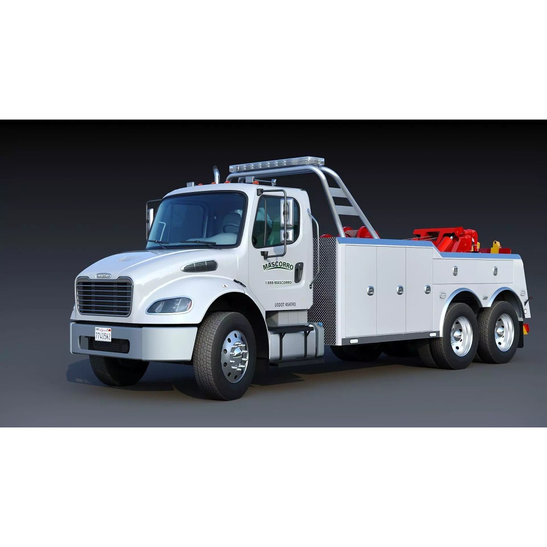 Freightliner M2 106 Wrecker Tow Truck 3D Model – Low Poly Game Asset, FBX - View 3