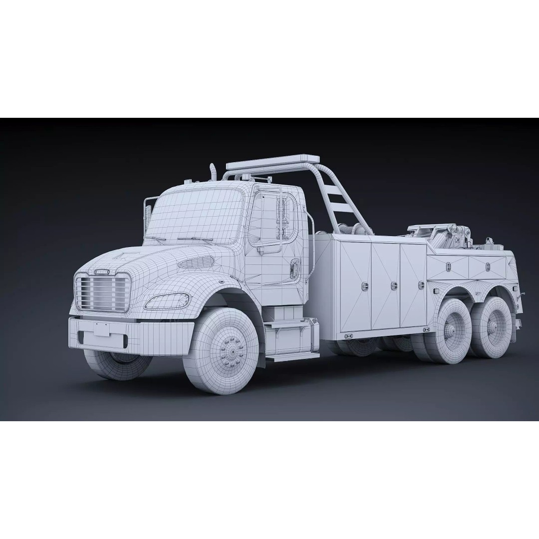 Freightliner M2 106 Wrecker Tow Truck 3D Model – Low Poly Game Asset, FBX - View 34
