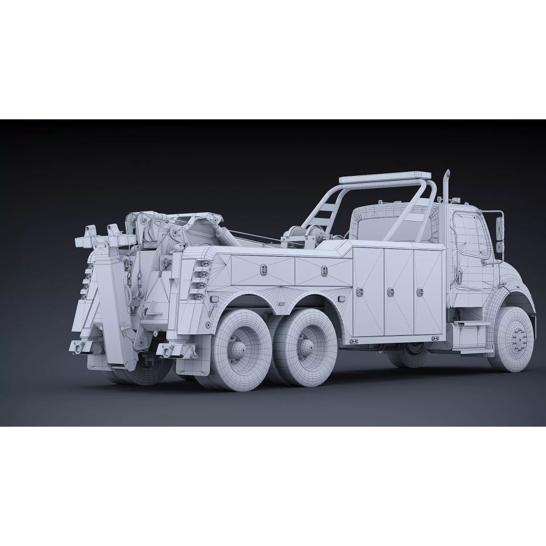 Freightliner M2 106 Wrecker Tow Truck 3D Model – Low Poly Game Asset, FBX - View 35