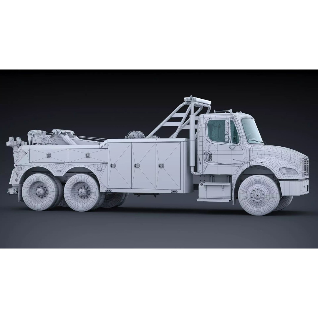 Freightliner M2 106 Wrecker Tow Truck 3D Model – Low Poly Game Asset, FBX - View 36