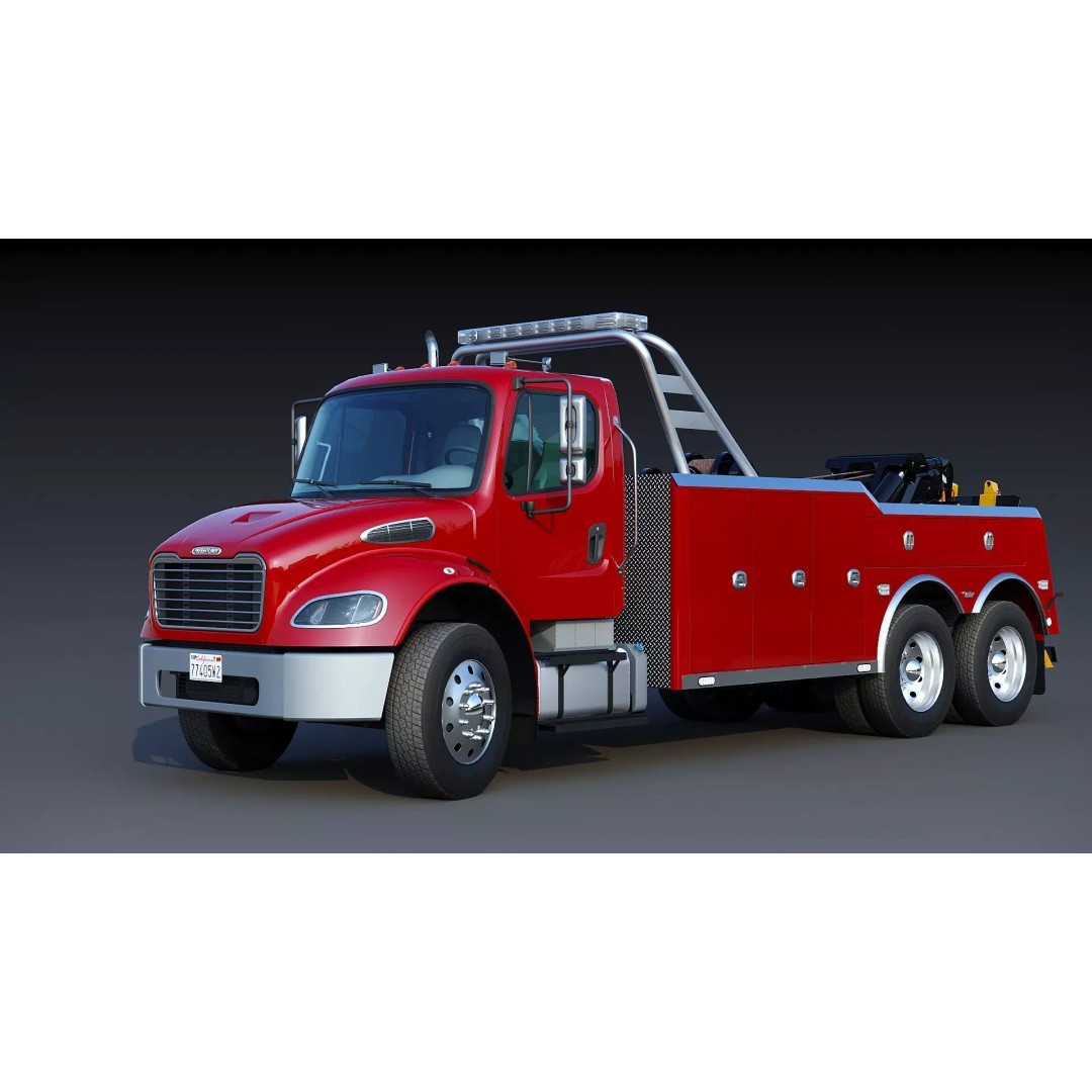 Freightliner M2 106 Wrecker Tow Truck 3D Model – Low Poly Game Asset, FBX - View 4