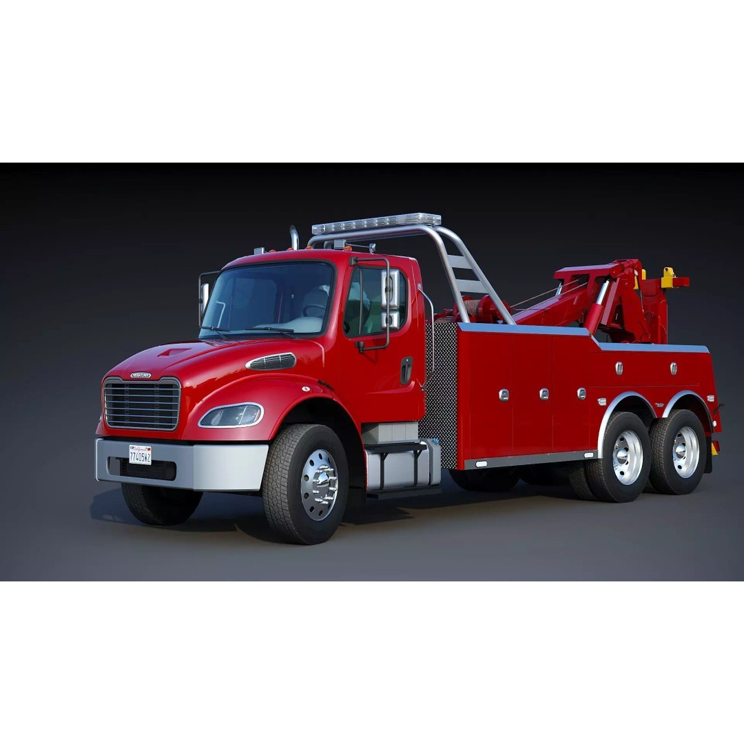 Freightliner M2 106 Wrecker Tow Truck 3D Model – Low Poly Game Asset, FBX - View 5