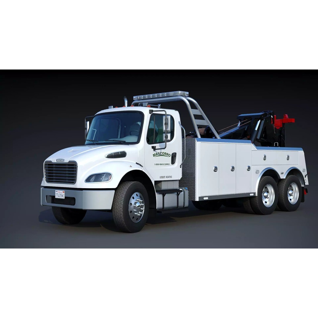 Freightliner M2 106 Wrecker Tow Truck 3D Model – Low Poly Game Asset, FBX - View 6