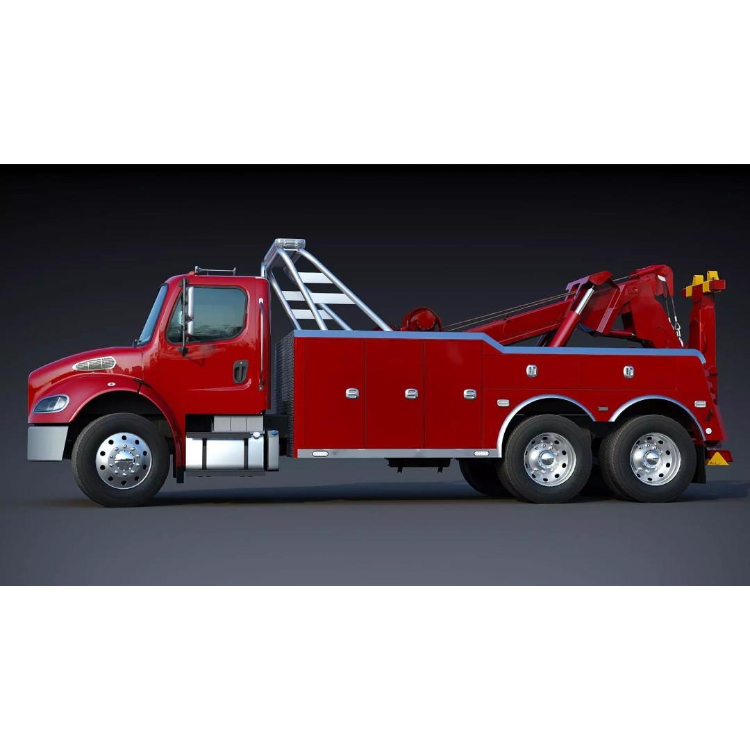 Freightliner M2 106 Wrecker Tow Truck 3D Model – Low Poly Game Asset, FBX - View 7