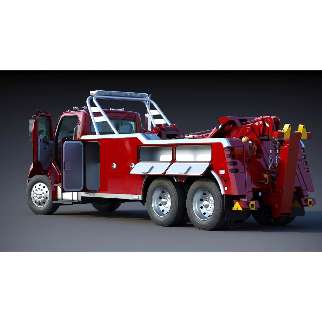 Freightliner M2 106 Wrecker Tow Truck 3D Model – Low Poly Game Asset, FBX - View 8