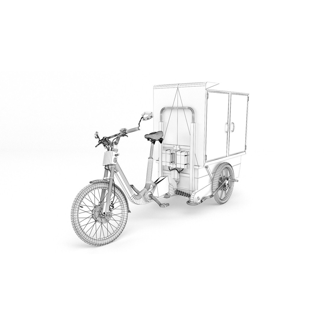 DHL Delivery Bike 3D Model – Electric Cargo Bicycle, FBX & OBJ