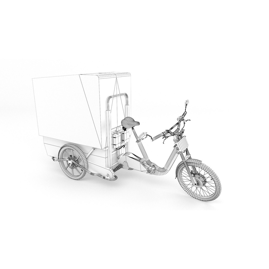DHL Delivery Bike 3D Model – Electric Cargo Bicycle, FBX & OBJ - View 10