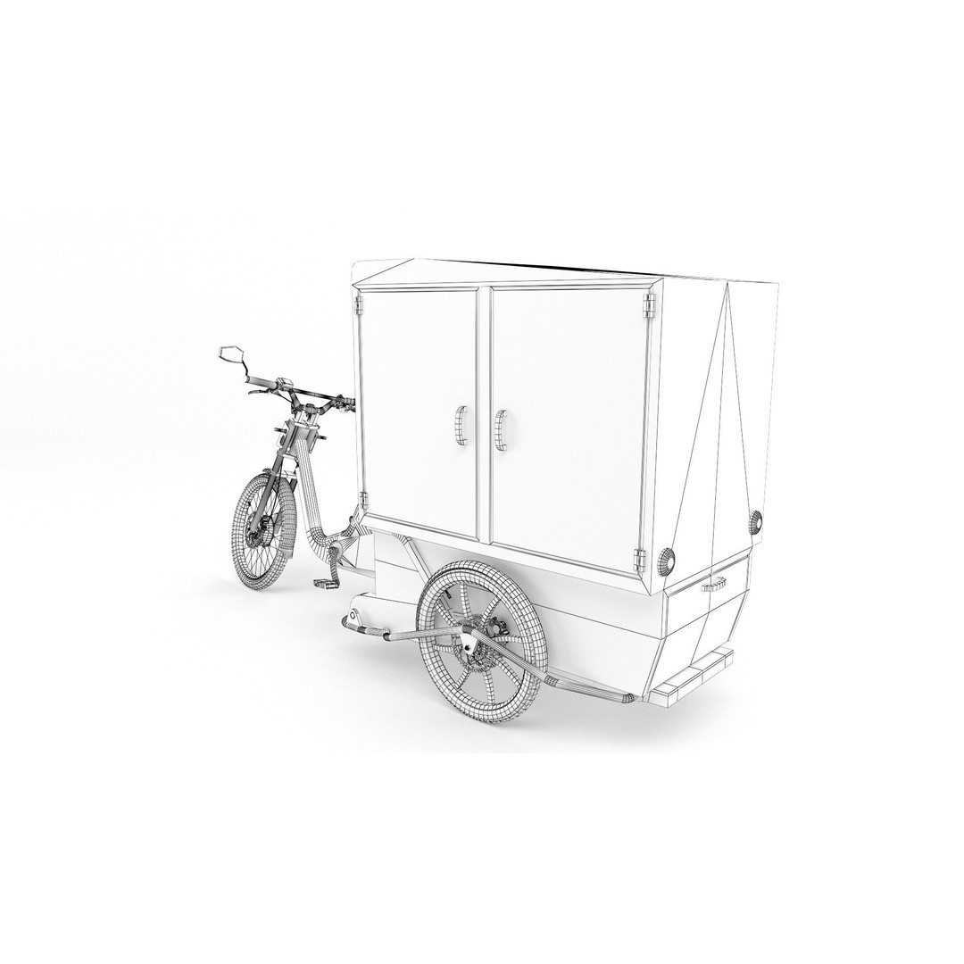 DHL Delivery Bike 3D Model – Electric Cargo Bicycle, FBX & OBJ - View 13