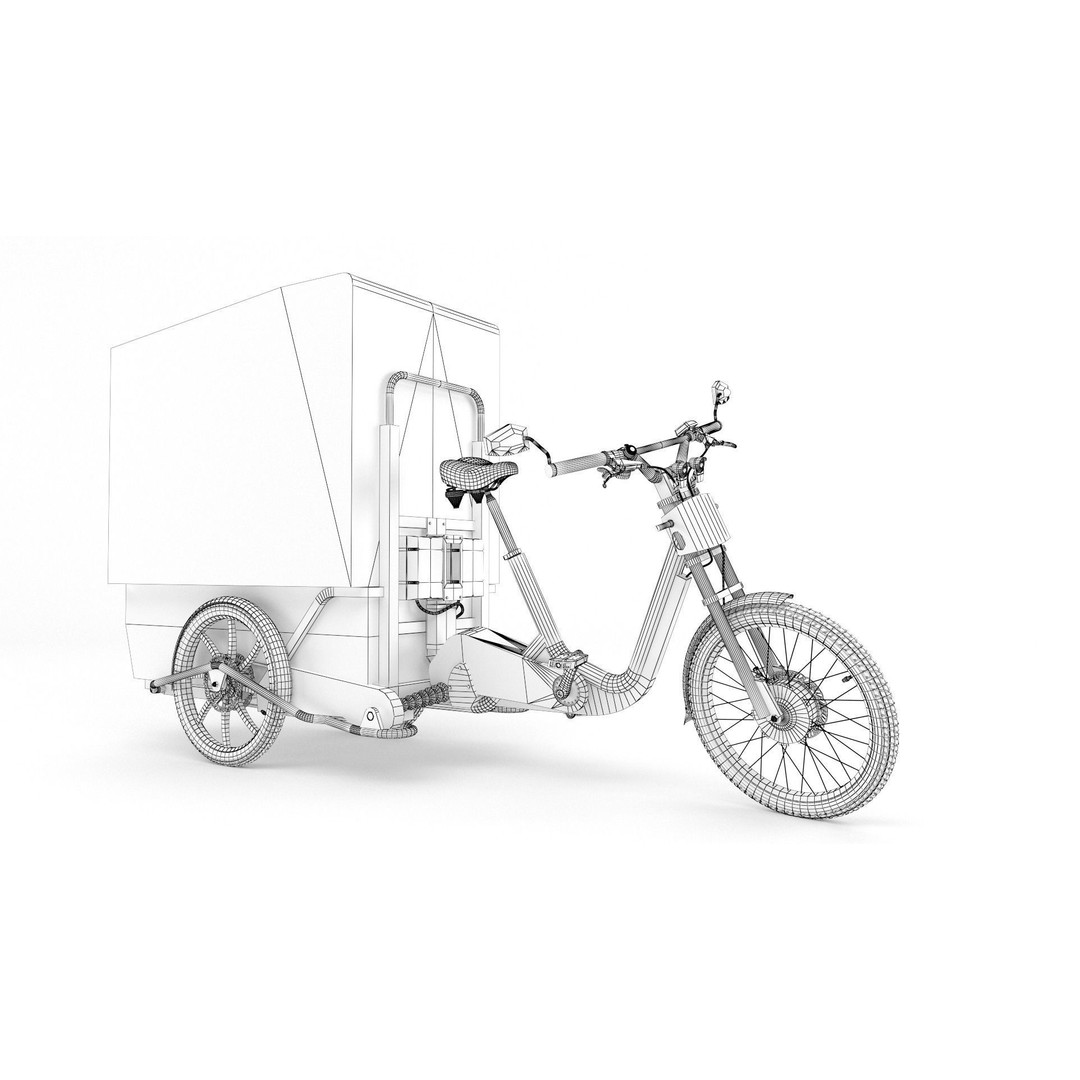 DHL Delivery Bike 3D Model – Electric Cargo Bicycle, FBX & OBJ - View 14