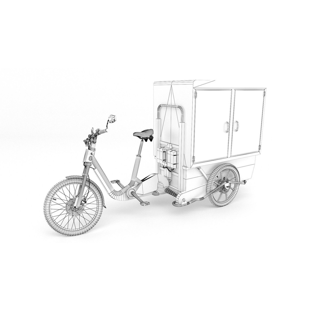 DHL Delivery Bike 3D Model – Electric Cargo Bicycle, FBX & OBJ - View 15