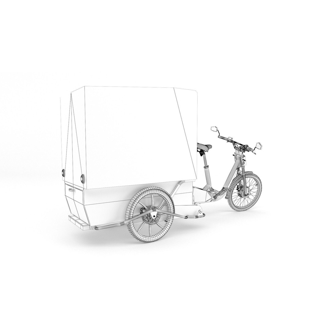DHL Delivery Bike 3D Model – Electric Cargo Bicycle, FBX & OBJ - View 16