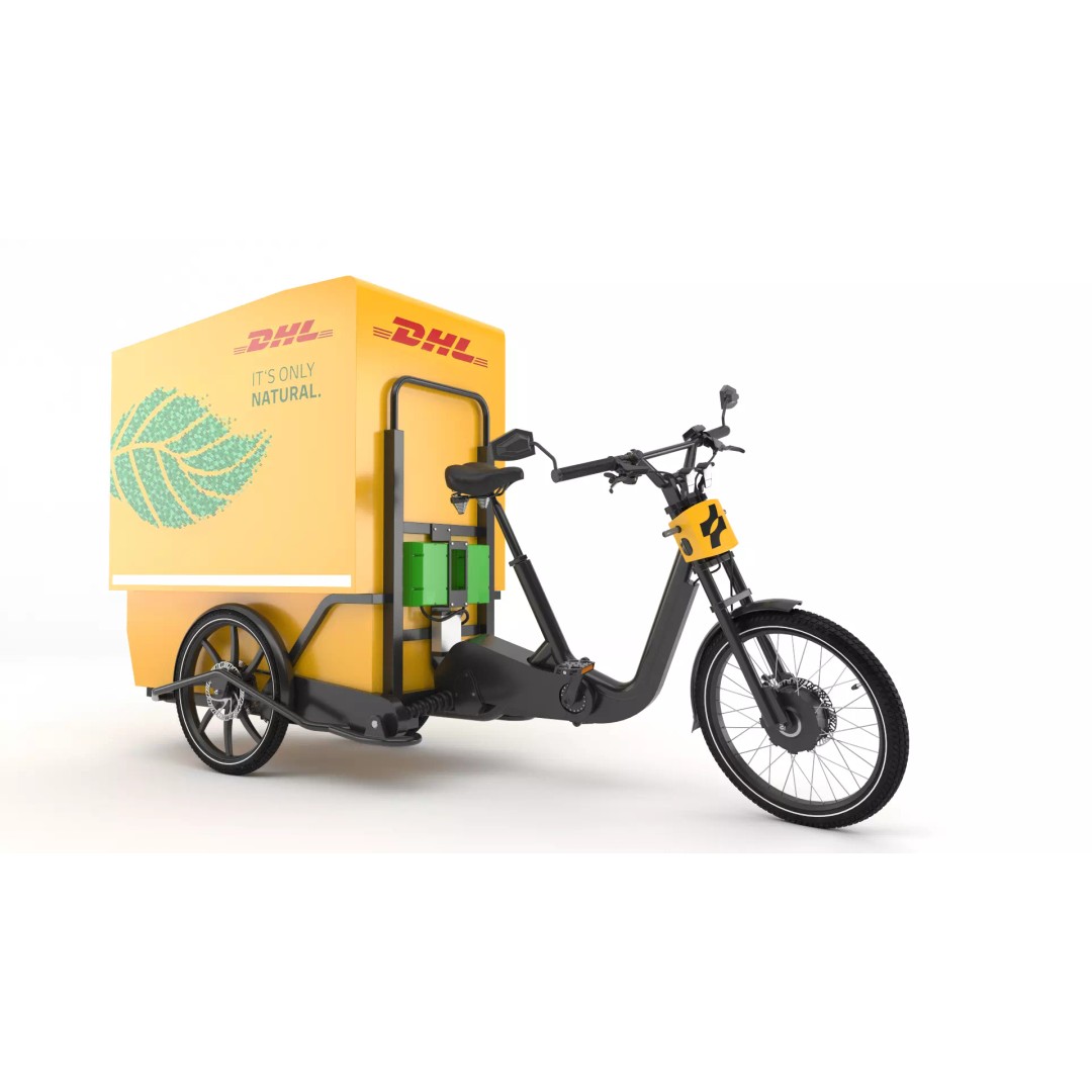 DHL Delivery Bike 3D Model – Electric Cargo Bicycle, FBX & OBJ - View 2