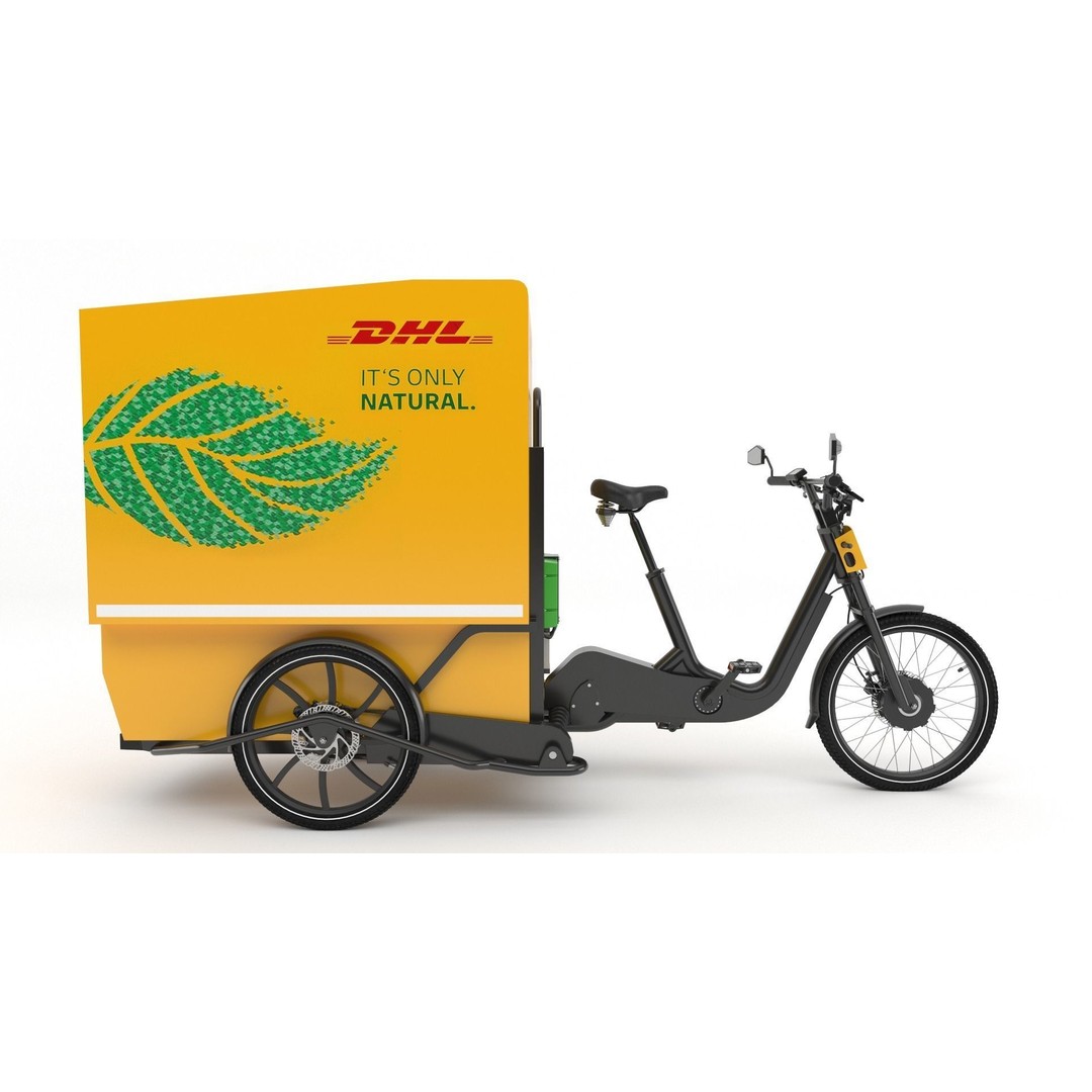 DHL Delivery Bike 3D Model – Electric Cargo Bicycle, FBX & OBJ - View 3