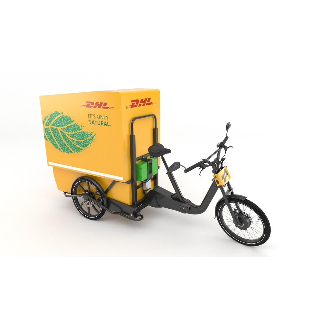 DHL Delivery Bike 3D Model – Electric Cargo Bicycle, FBX & OBJ - View 4