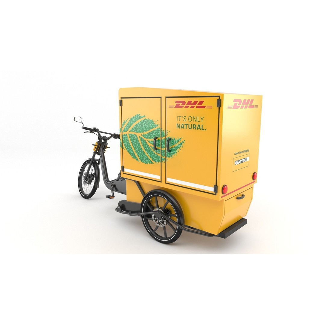 DHL Delivery Bike 3D Model – Electric Cargo Bicycle, FBX & OBJ - View 6