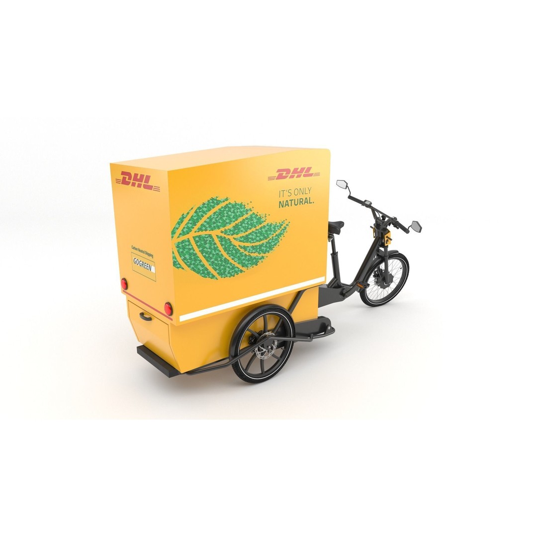 DHL Delivery Bike 3D Model – Electric Cargo Bicycle, FBX & OBJ - View 7