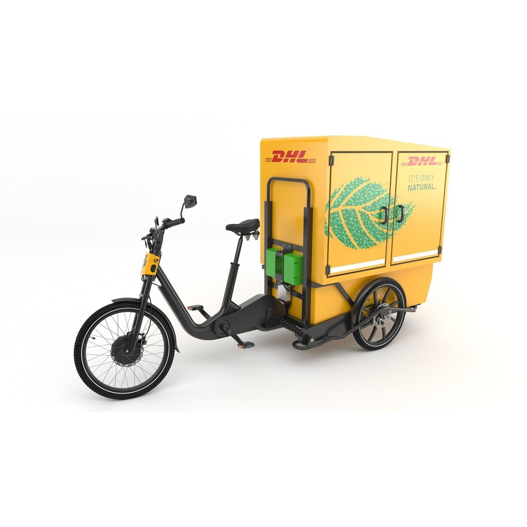 DHL Delivery Bike 3D Model – Electric Cargo Bicycle, FBX & OBJ - View 8