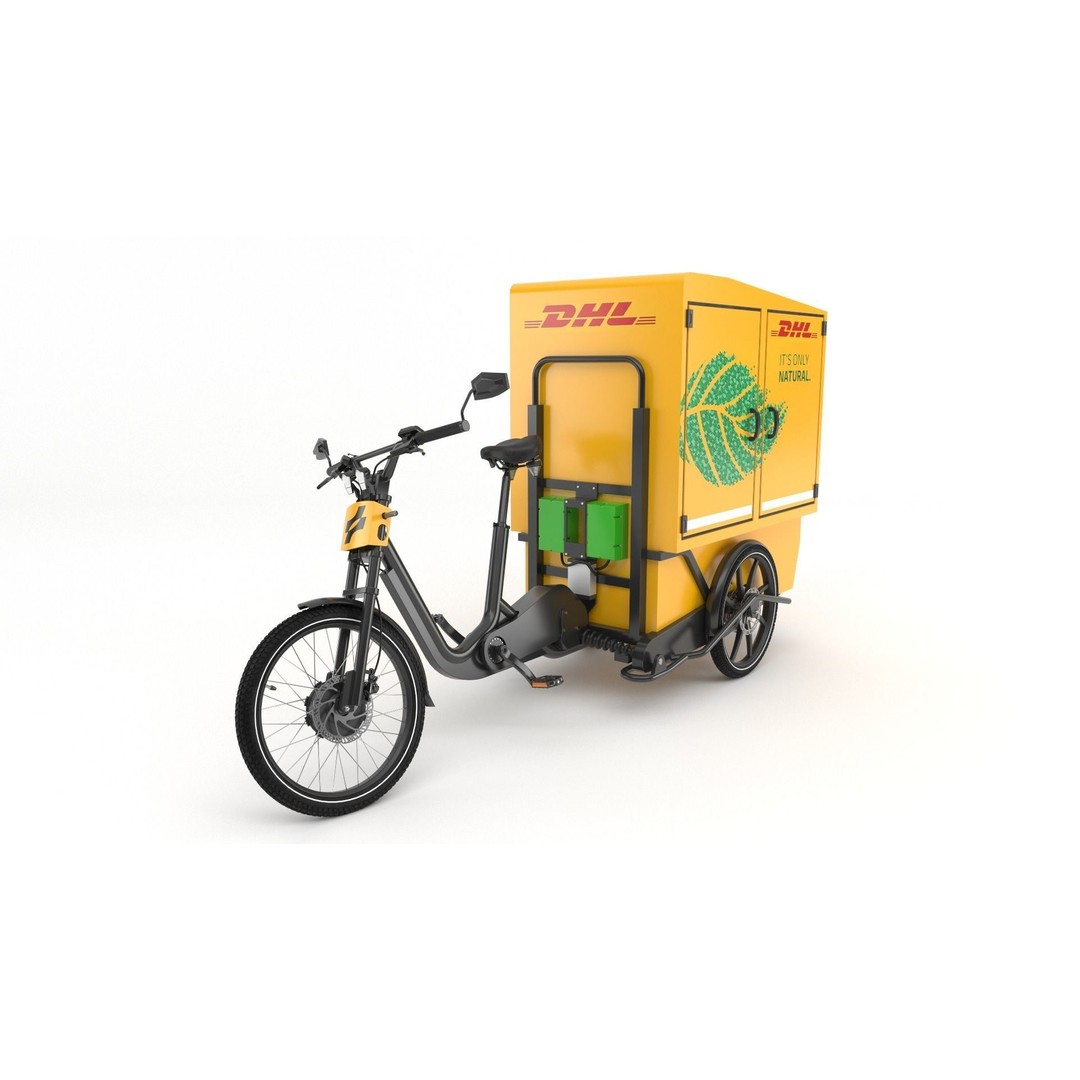 DHL Delivery Bike 3D Model – Electric Cargo Bicycle, FBX & OBJ - View 9