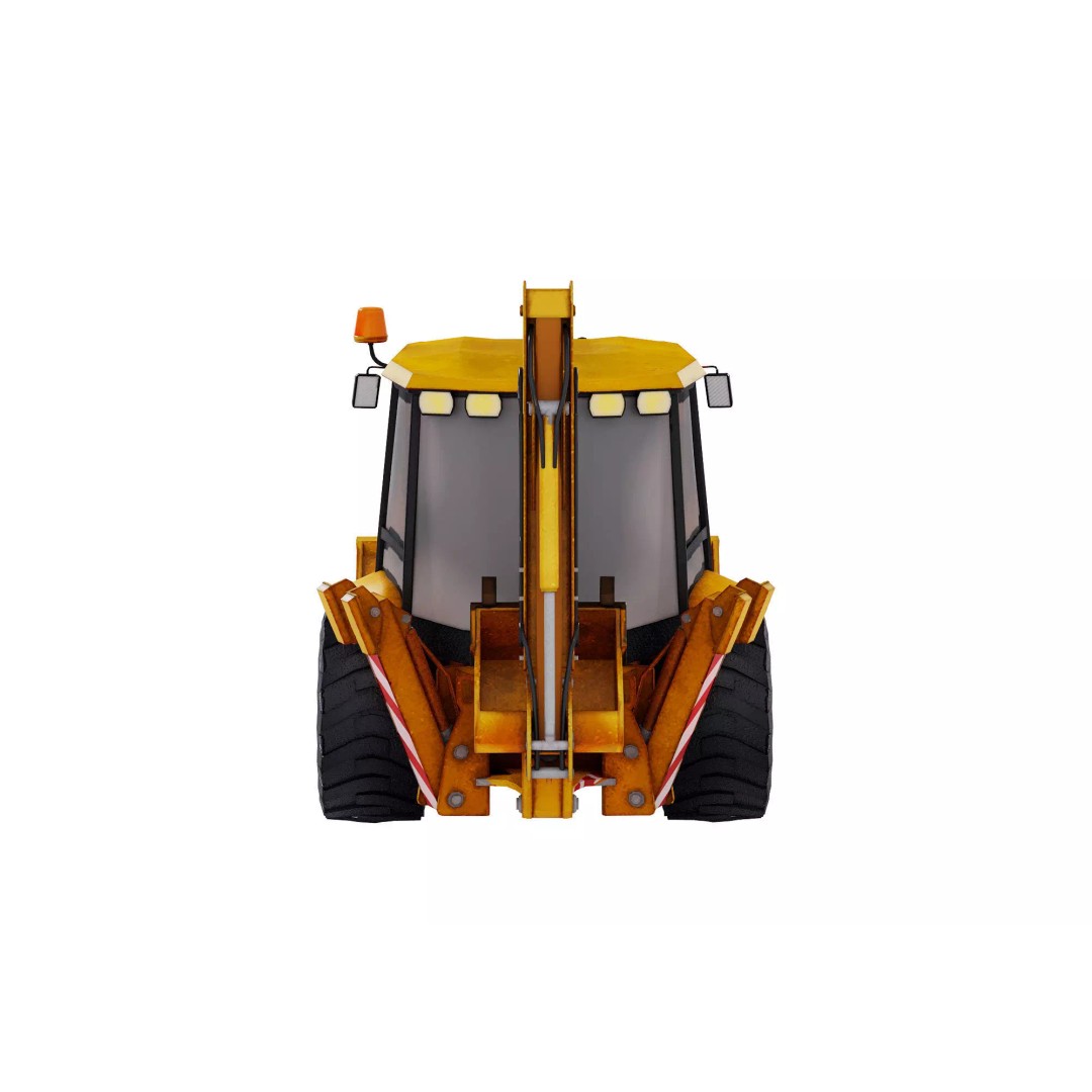 Backhoe Loader 3D Model – Low Poly Construction Vehicle, FBX, Game Ready - View 7