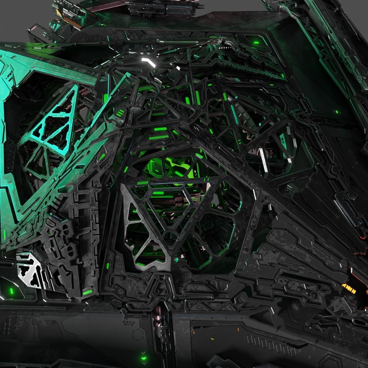 Large Alien Spacecraft - Game-Ready 3D Model - View 10