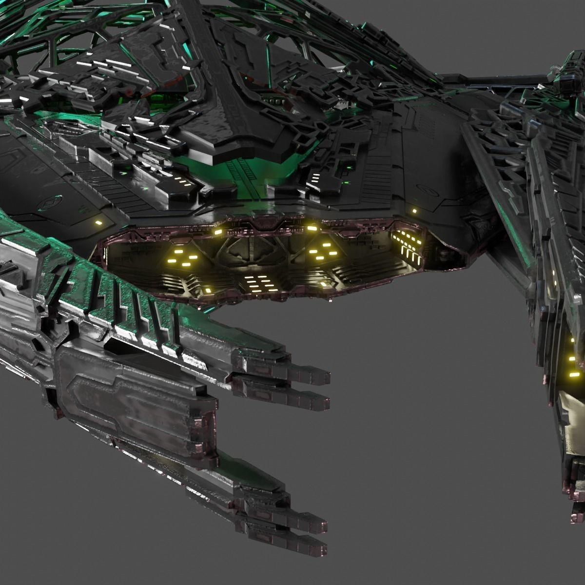 Large Alien Spacecraft - Game-Ready 3D Model - View 11
