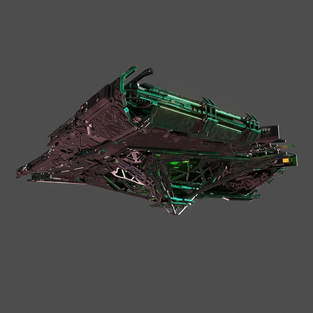 Large Alien Spacecraft - Game-Ready 3D Model - View 12
