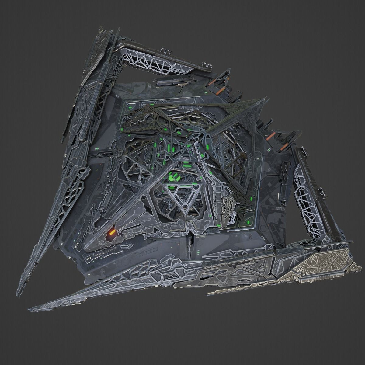 Large Alien Spacecraft - Game-Ready 3D Model - View 14