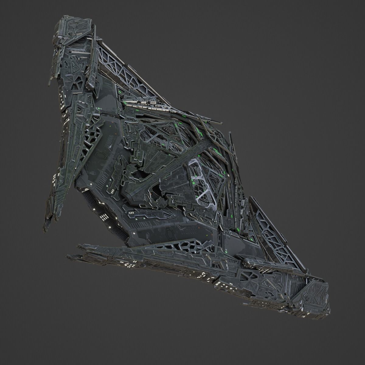 Large Alien Spacecraft - Game-Ready 3D Model - View 15