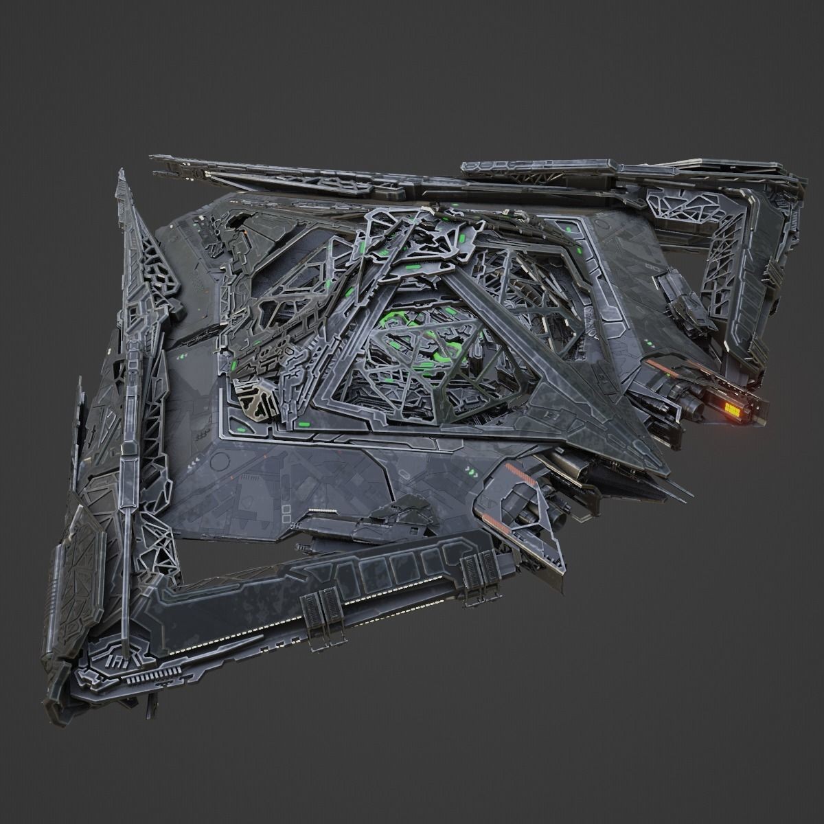 Large Alien Spacecraft - Game-Ready 3D Model - View 17