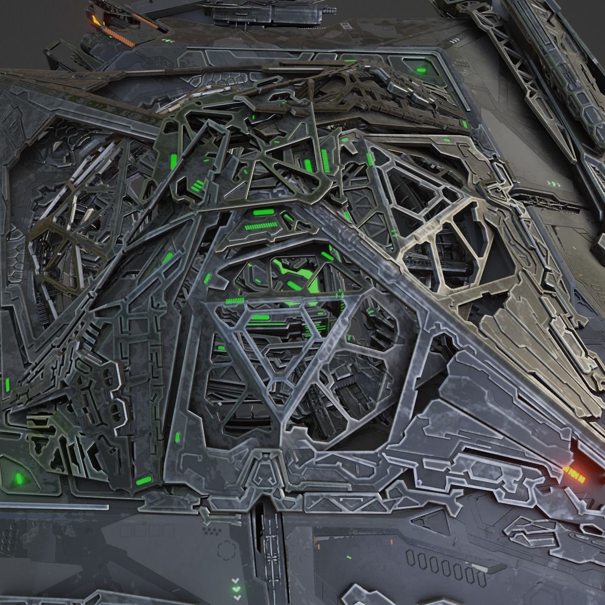 Large Alien Spacecraft - Game-Ready 3D Model - View 18