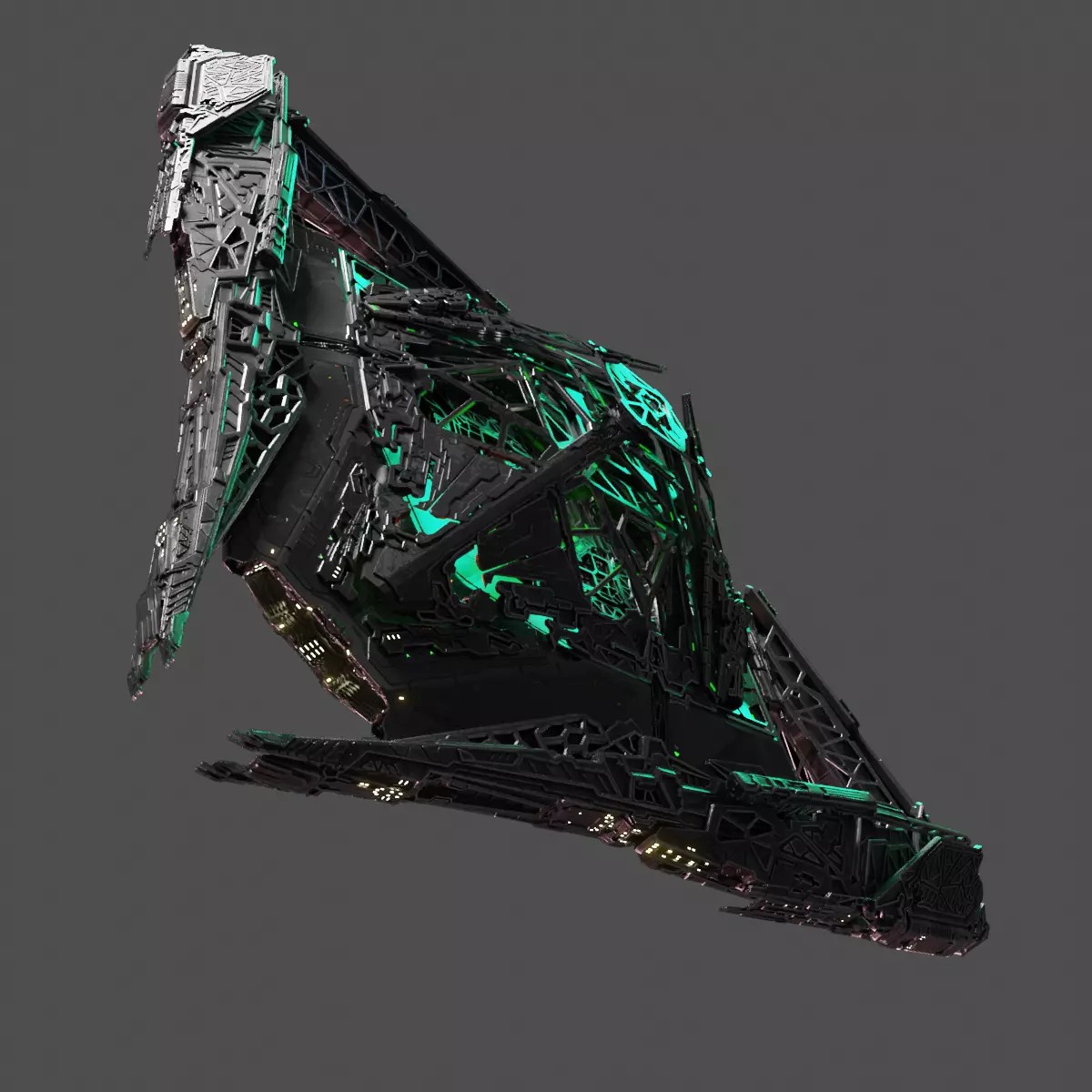 Large Alien Spacecraft - Game-Ready 3D Model - View 2