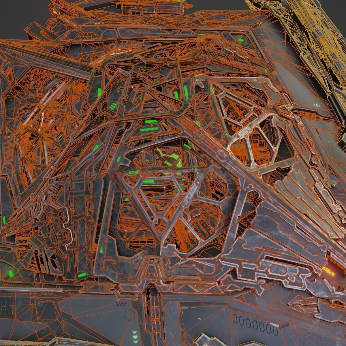 Large Alien Spacecraft - Game-Ready 3D Model - View 26