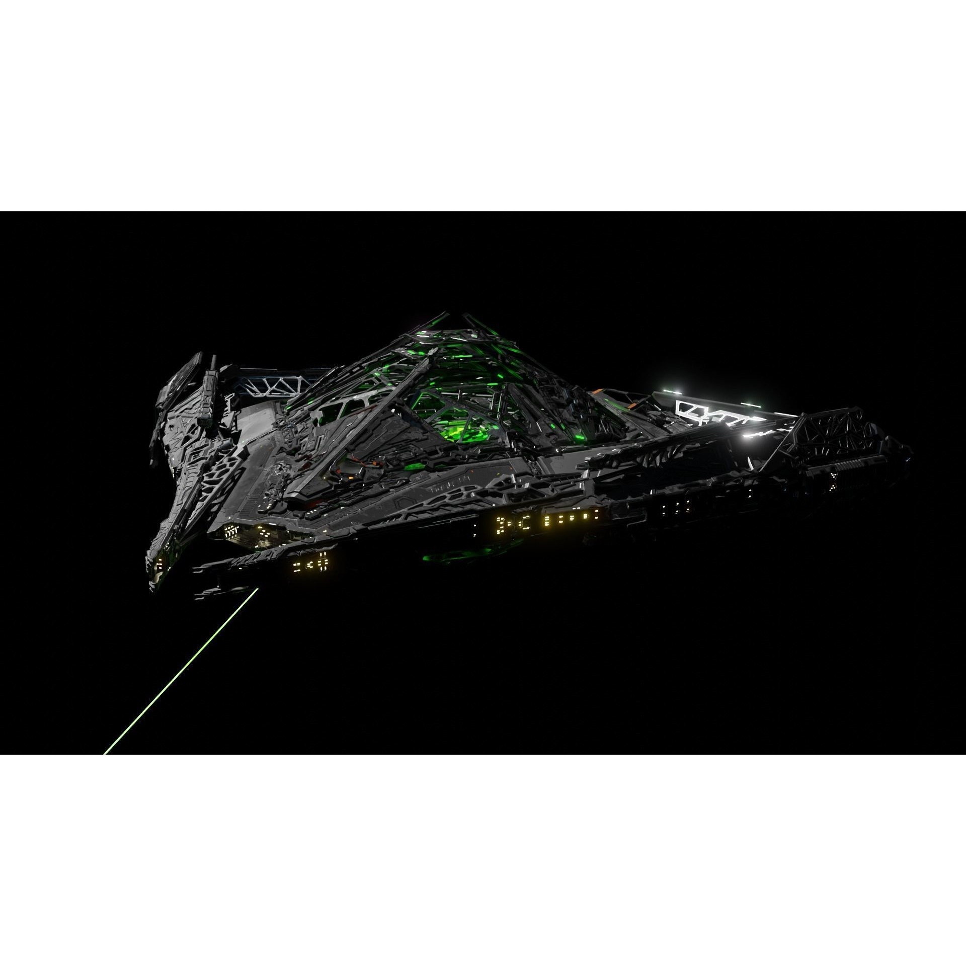 Large Alien Spacecraft - Game-Ready 3D Model - View 5