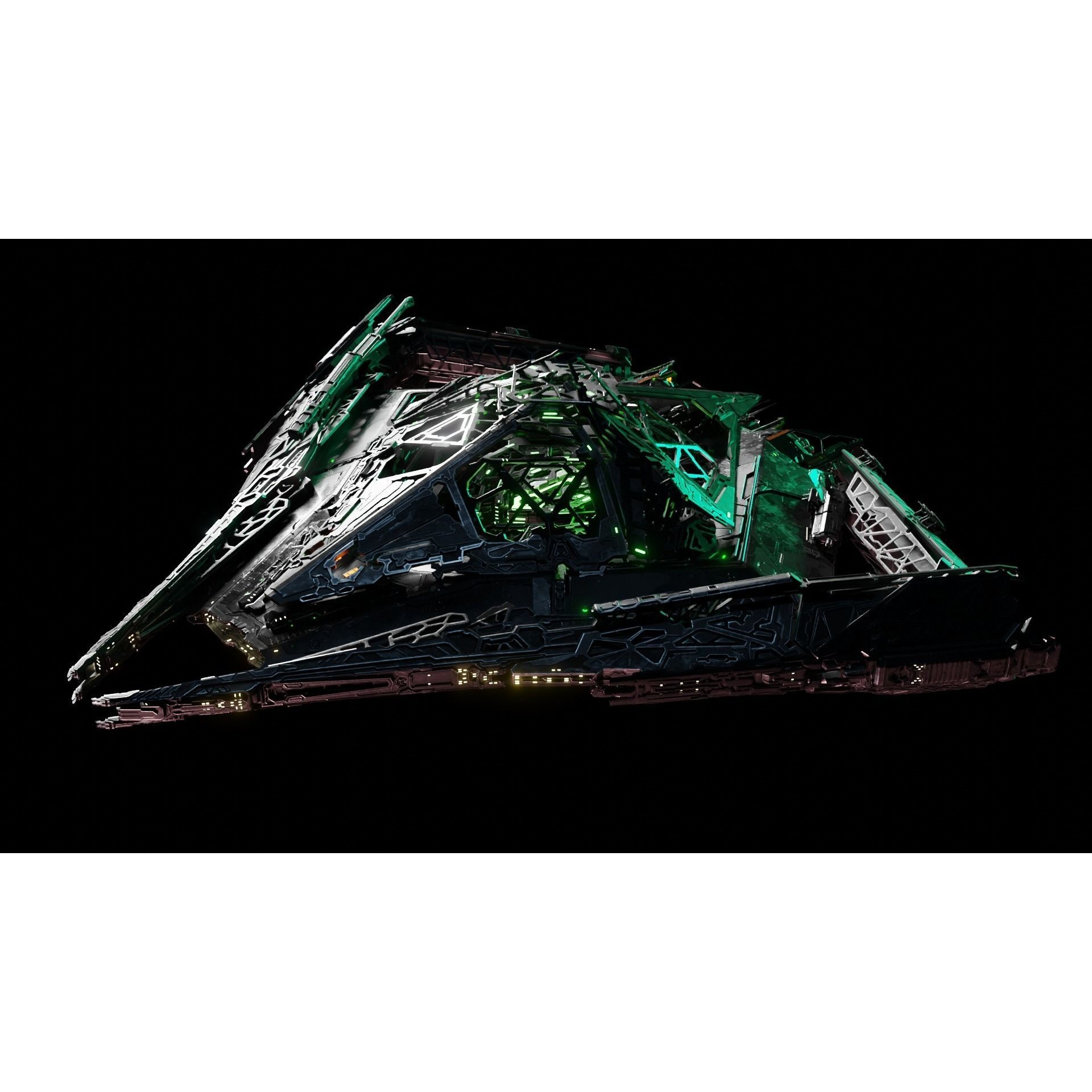 Large Alien Spacecraft - Game-Ready 3D Model - View 6