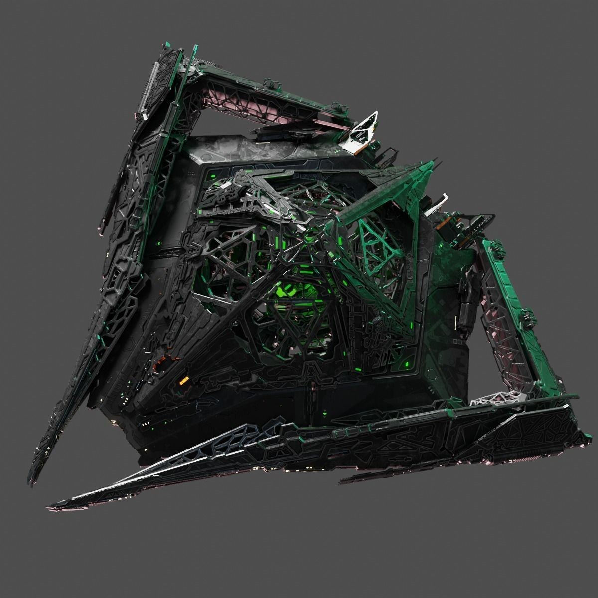 Large Alien Spacecraft - Game-Ready 3D Model - View 7