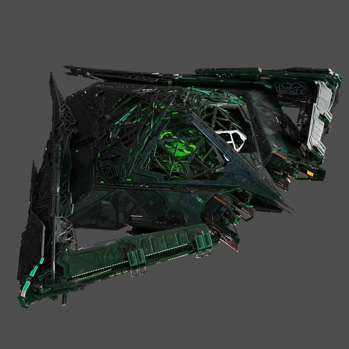 Large Alien Spacecraft - Game-Ready 3D Model - View 9