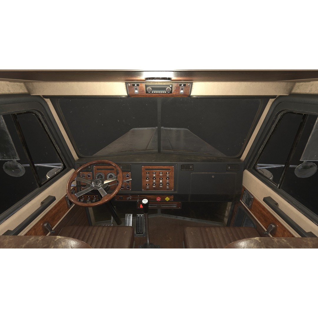 Flat Top Semi Truck 3D Model – Low Poly Refrigerated Trailer, FBX - View 14