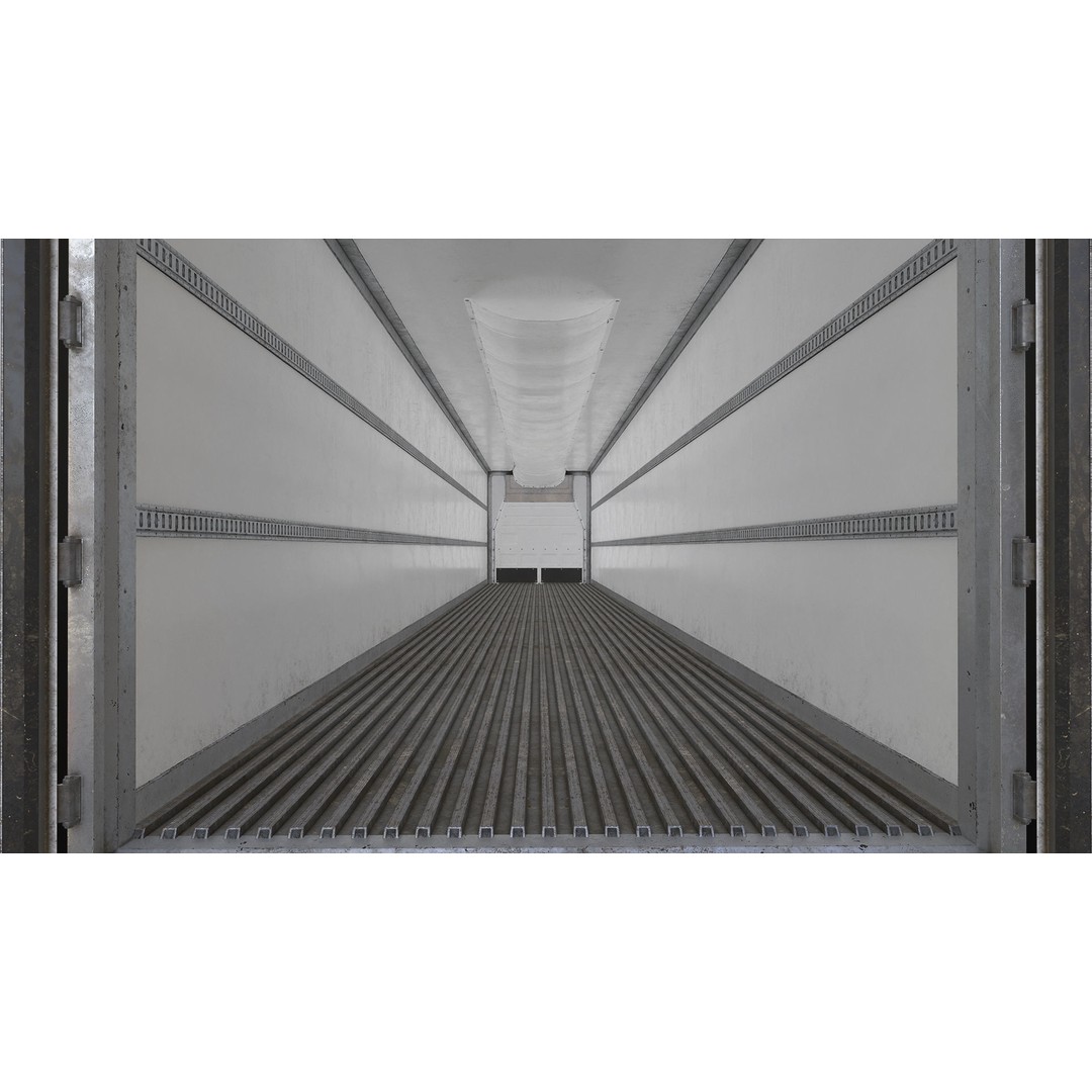 Flat Top Semi Truck 3D Model – Low Poly Refrigerated Trailer, FBX - View 19