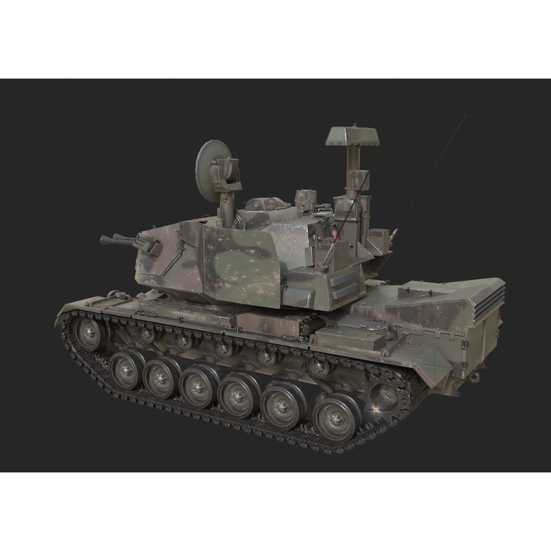 USA Army M247 Anti-Aircraft Gun 3D Model – Low Poly PBR Game Asset, FBX - View 3