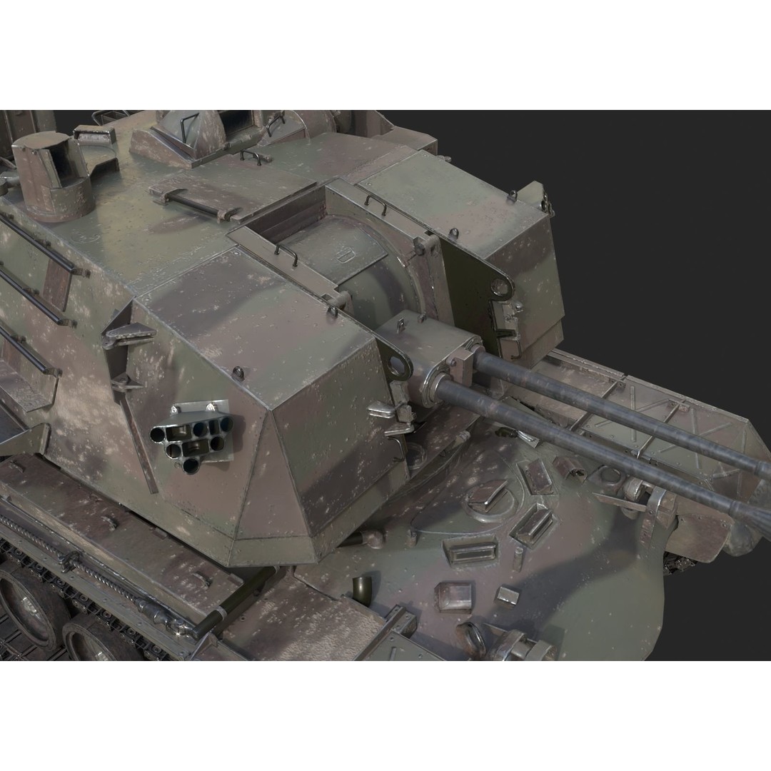 USA Army M247 Anti-Aircraft Gun 3D Model – Low Poly PBR Game Asset, FBX - View 6