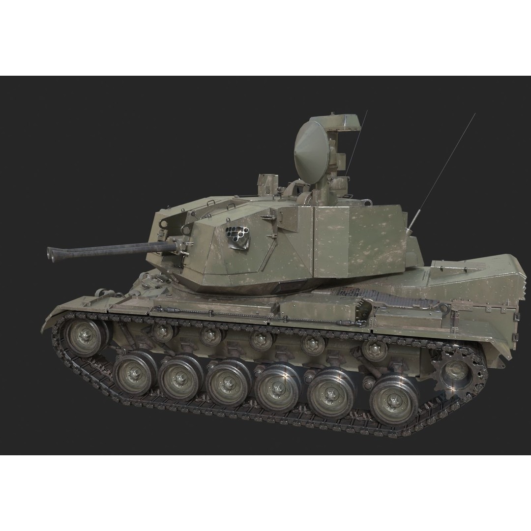 USA Army M247 Anti-Aircraft Gun 3D Model – Low Poly PBR Game Asset, FBX - View 9