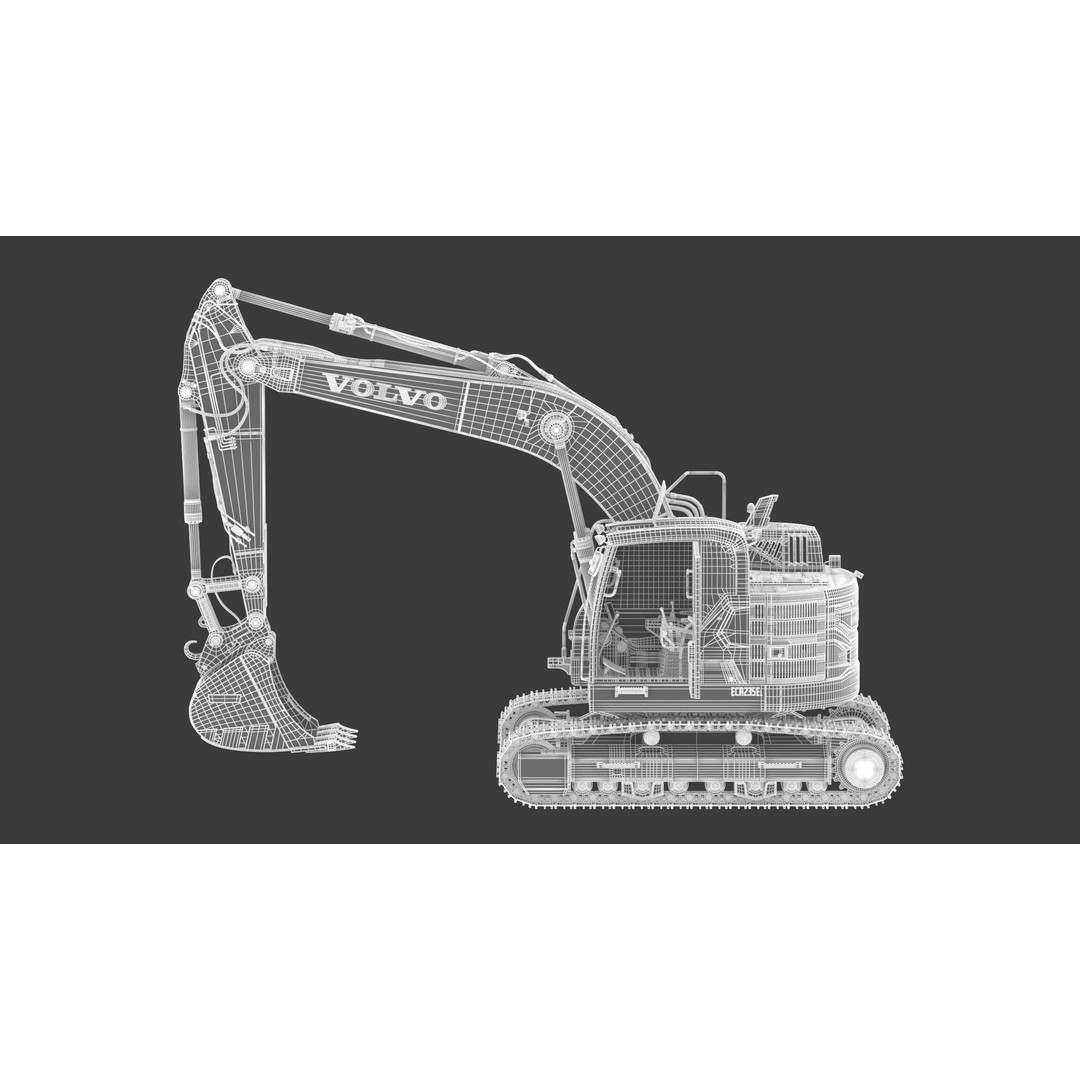 Volvo ECR 235 EL Excavator 3D Model – High Poly Rigged Asset, FBX, OBJ - View 24