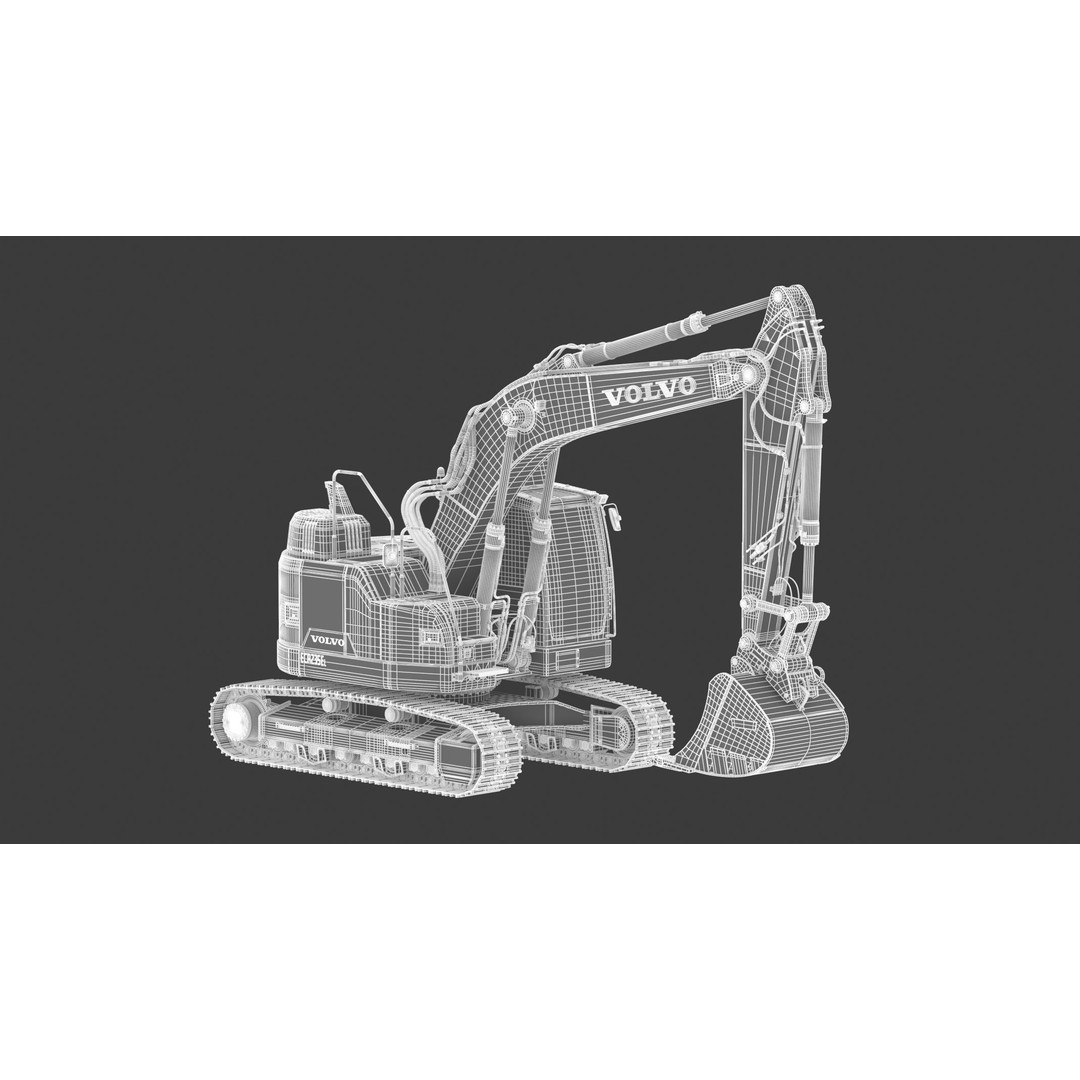 Volvo ECR 235 EL Excavator 3D Model – High Poly Rigged Asset, FBX, OBJ - View 27