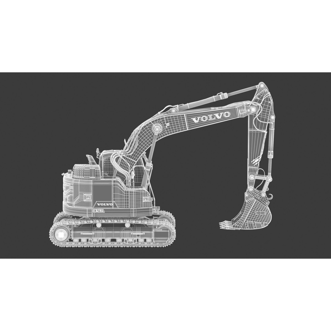 Volvo ECR 235 EL Excavator 3D Model – High Poly Rigged Asset, FBX, OBJ - View 28