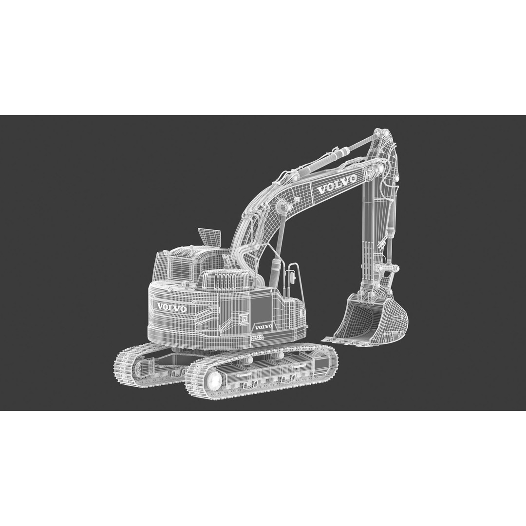 Volvo ECR 235 EL Excavator 3D Model – High Poly Rigged Asset, FBX, OBJ - View 29