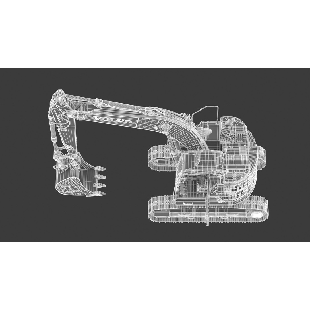 Volvo ECR 235 EL Excavator 3D Model – High Poly Rigged Asset, FBX, OBJ - View 32