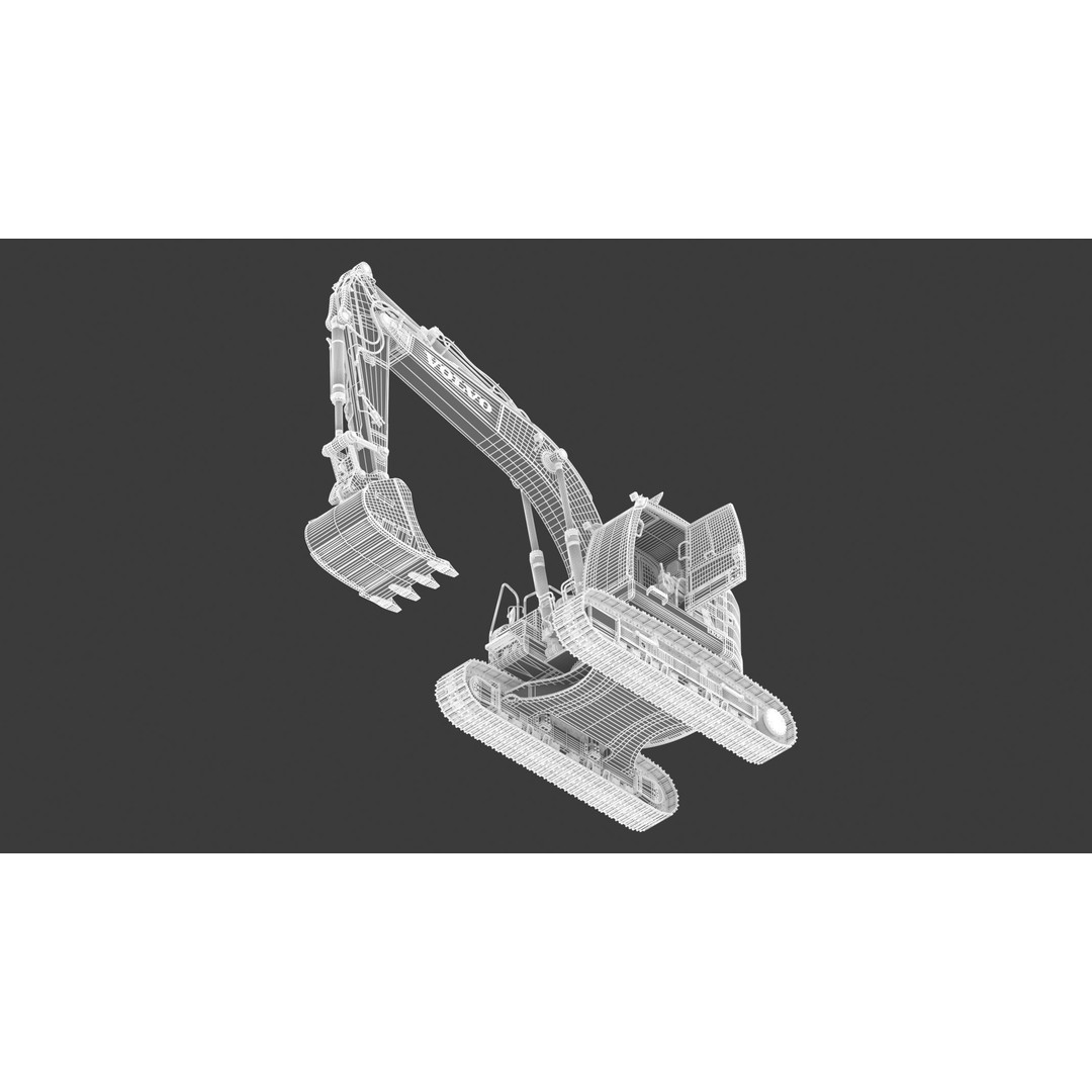 Volvo ECR 235 EL Excavator 3D Model – High Poly Rigged Asset, FBX, OBJ - View 33