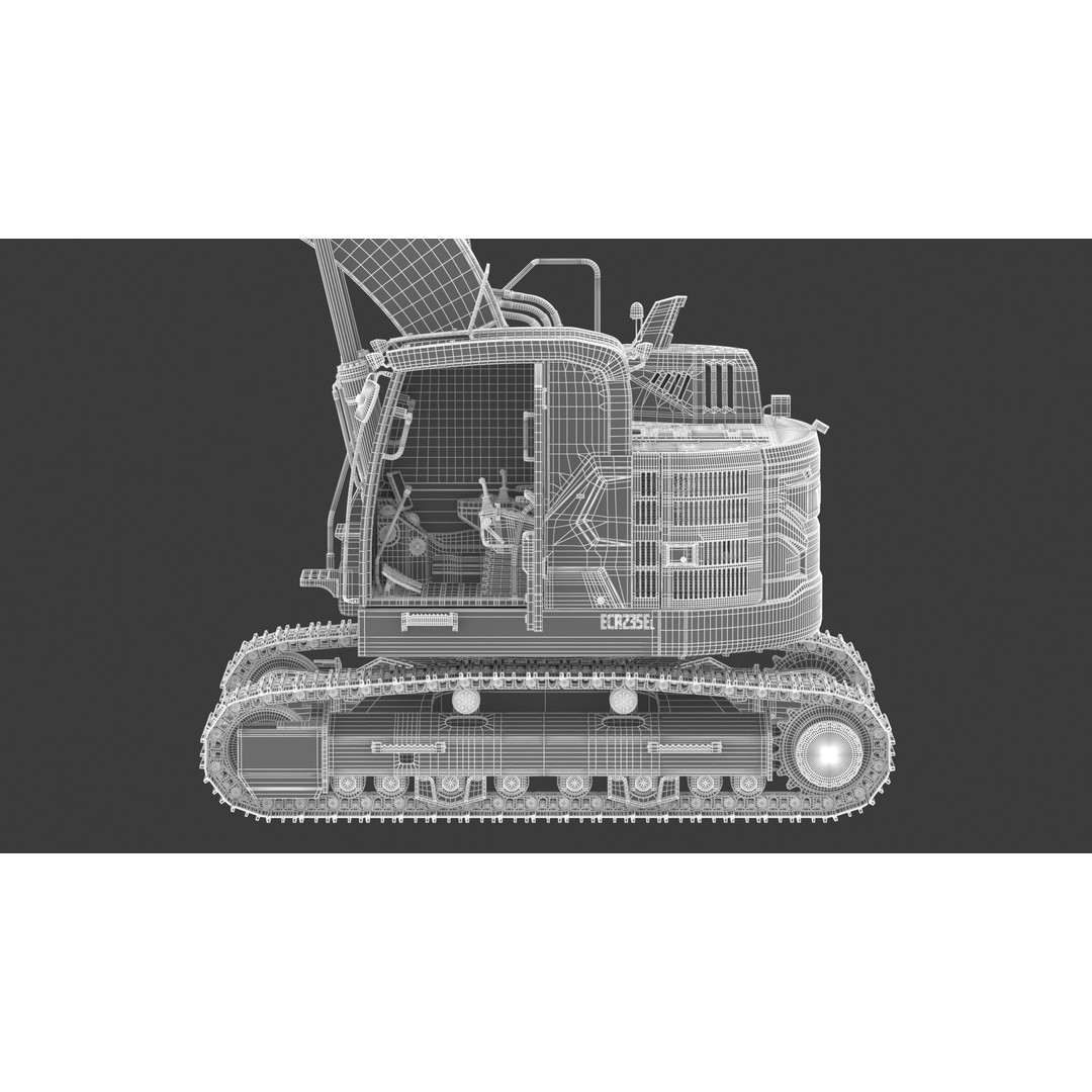 Volvo ECR 235 EL Excavator 3D Model – High Poly Rigged Asset, FBX, OBJ - View 34